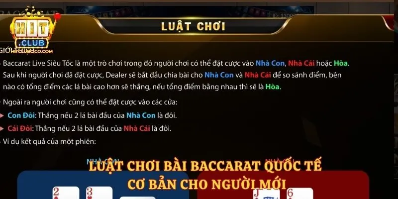 Luật chơi bài baccarat quốc tế cơ bản cho người mới